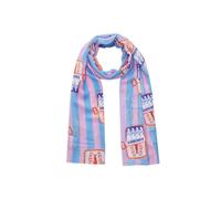 Feiner Schal aus Modalmischung mit Streifenmuster und Sardinen-Motiven blau - Gr. - one size