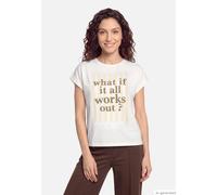 Kurzarmshirt CARTOON "Damen mit Ärmelaufschlag", Damen, Gr. 34, weiß (patch cream, beige), Obermaterial: 100% Baumwolle, loose fit normal, Rundhals, Shirts (67261436-34) patch cream, beige