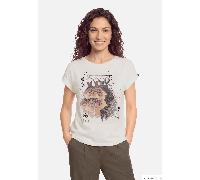 Printshirt mit Ärmelaufschlag Patch Cream/Beige 40
