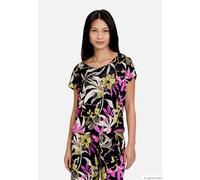 Kurzarmshirt BETTY BARCLAY "Betty Barclay Printshirt mit Gummizug", Damen, Gr. 40, schwarz (schwarz, khaki), Jersey, Obermaterial: 94% Polyester, 6% Elasthan., feminin, figurumspielend normal, Rundhal