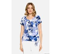 Betty Barclay Kurzarmshirt mit Raffung, Jersey 95% Viskose/5% Elasthan, Weiß/Blau Gr. 40
