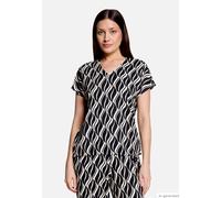 Kurzarmshirt BETTY BARCLAY "Damen mit Tunnelzug", Damen, Gr. 42, schwarz, beige, Jersey, Obermaterial: 95% Polyester, 5% Elasthan, figurumspielend normal, V-Ausschnitt, Shirts (69007711-42) schwarz, b