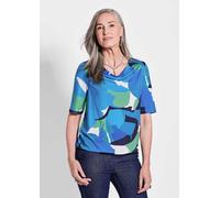Printshirt mit Wasserfallausschnitt blau 44