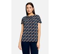 Printshirt mit Wasserfallausschnitt Dark Blue/Brown 44