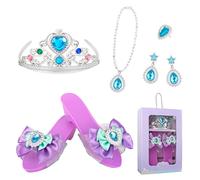 Prinzessin - | Für Mädchen 3-6 Jahre Mädchen 10-teiliges Schmuckset mit Krone Handschuhe Tiara Halskette Ohrringe Ring Rosa Lila