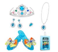Prinzessin - | Für Mädchen 3-6 Jahre Mädchen 10-teiliges Schmuckset mit Krone Handschuhe Tiara Halskette Ohrringe Ring Rosa Lila