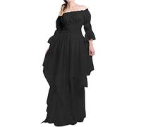 Prinzessin Kleid Damen Mittelalter Kostüm Trompetenärmel Gothic Party Renaissance Maxikleid Kleider Vintage Frauen Mittelalterliche Traditionelles Kostüme Kleidung