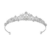 Prinzessin Krone, Kristall Diadem,Krone Königin,Queen Krönchen,Braut Diadem, Diademe für Damen(14 * 3cm,Silberner Hintergrund weißer Diamant),Geeignet für Geburtstag, Party, Zeremonie