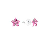 Paar Ohrstecker PRINZESSIN LILLIFEE "Shining Star", weiß (silberfarben, rosa, kristallweiß, rosa, kristallweiß), Ohrringe, Jungen, Silber 925 (Sterlingsilber), mit Preciosa Crystal (73428611-0) silber