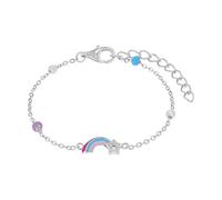 Armband PRINZESSIN LILLIFEE "Sternschnuppe-Motiv", silber (silberfarben, rosa, pink, türkis, lila, kristallweiß, kristallweiß), Armbänder, Mädchen, 15cm, Silber 925 (Sterlingsilber), Armband, mit Zirk
