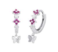 Prinzessin Lillifee Creolen 925 Sterling Silber Mädchen Kinder Ohrschmuck, mit Zirkonia synth., 1,6 cm, Silber, Schmetterling, Kommt in Schmuck Geschenk Box, 2027893