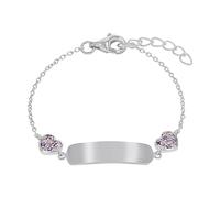 Prinzessin Lillifee Identarmband 925 Sterling Silber Mädchen Kinder Armschmuck, mit Zirkonia synth., 12+2 cm, Silber, Herz, Kommt in Schmuck Geschenk Box, 2027208