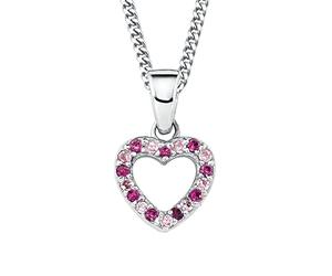 Prinzessin Lillifee Kette mit Anhänger 925 Sterling Silber Mädchen Kinder Halsschmuck, mit Zirkonia synth., 35+3 cm, Silber, Herz, Kommt in Schmuck Geschenk Box, 9063277
