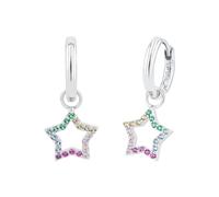 Paar Creolen PRINZESSIN LILLIFEE "Sterne, 2033370" Ohrringe Gr. Silber 925 (Sterlingsilber), bunt (silberfarben, blau, grün, rosa, pink, gelb, gelb) Mädchen Mädchenschmuck mit Zirkonia (synth.) (97609367-0)