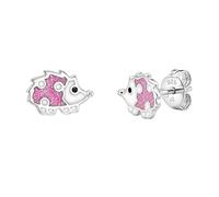 Paar Ohrstecker PRINZESSIN LILLIFEE "Igel", pink, Ohrringe, Kinder, Silber 925 (Sterlingsilber), mit Zirkonia (synth.) - Emaille (17166315-0) pink