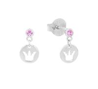 Prinzessin Lillifee Ohrhänger Krone – 925 Sterling Silber, Zirkonia, 1,1 cm, Rosa, Geschenkbox