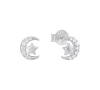Prinzessin Lillifee Ohrstecker 925 Sterling Silber Mädchen Kinder Ohrschmuck, mit Zirkonia synth., 0,7 cm, Silber, Mond-Stern, Kommt in Schmuck Geschenk Box, 2035293