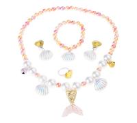 Prinzessinnen Halsketten Armbänder, offener, Ohrringe, Clips Set, bunt, Meerjungfrau Schmuckset, niedliche Partygeschenke, bunte Meerjungfrauen Schmuck für Mädchen, Halskette, Ohrringe, Clip,