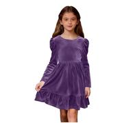 Prinzessinnenkleid für Mädchen, langärmelig, Winterkleid, Fliege, Samtkleider, elegant, A-Linie, Weihnachten, Geburtstag, Party, Hochzeit, Brautjungfer, Mädchen, Abendkleid, Abschlussball, formelles