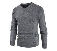 PRJN Herren Feinstrick Pullover V-Ausschnitt Rundhals Slim-Fit Hochwertige Baumwollmischung Herren Pullover Herren Strickpullover Feinstrick Pullover mit V-Ausschnitt Herren Baumwoll-Pullover