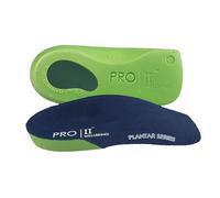 PRO 11 WELLBEING Orthopädische Einlegesohlen mit Poron-Fersenkissen, besonders dünn, für Plantarfasziiits Releif (Größe 43/45, Grün), 1 Paar