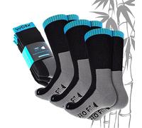 PRO FIT Arbeitssocken aus Bambus-Viskose, 3-er Pack lange Arbeitsstrümpfe, schwarz/grau/türkis, Sommer und Winter, Damen und Herren (39-42)