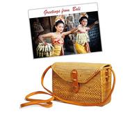 Pro@Home43® - Original auf Bali handgefertigte Damen Rattan Handtasche/Umhängetasche/Schultertasche Box type