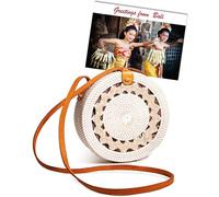 Pro@Home43® - Original auf Bali handgefertigte Damen Rattan Handtasche/Umhängetasche/Schultertasche in Geschenkbox