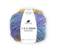 Pro Lana Strickgarn 1-2-3 Ideen Merino – 100% Schurwolle, 250 m/100 g – Orange/Senf/Blau