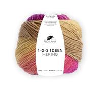 Pro Lana Garn 1-2-3 Ideen Merino – 100% Schurwolle 250m/100g – Farbe 08 curry/pink/dunkelbraun