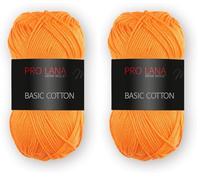 Pro Lana Basic Cotton 50g - Farbwahl (28 - hellorange) (Packung mit 2)