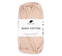 Pro Lana BASIC COTTON Baumwollgarn 50 g ideal für Kleidung, Spielzeug, Accessoires 125 m, Farbe:204 - haut