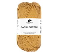 Pro Lana BASIC COTTON Baumwollgarn 50 g ideal für Kleidung, Spielzeug, Accessoires 125 m, Farbe:223 - curry