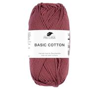 Pro Lana BASIC COTTON Baumwollgarn 50 g ideal für Kleidung, Spielzeug, Accessoires 125 m, Farbe:239 - marsalarot