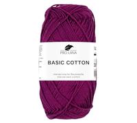 Pro Lana BASIC COTTON Baumwollgarn 50 g ideal für Kleidung, Spielzeug, Accessoires 125 m, Farbe:248 - waldbeere
