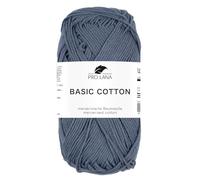 Pro Lana BASIC COTTON Baumwollgarn 50 g ideal für Kleidung, Spielzeug, Accessoires 125 m, Farbe:258 - graublau
