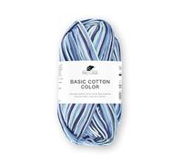 Pro Lana Basic Cotton color, dünne Wolle zum Häkeln-Stricken-Häkelgarn - Glänzend und hautfreundlich - 100% Baumwolle -1 Knäuel 50 g / 125m NS 3-4 (blue color)