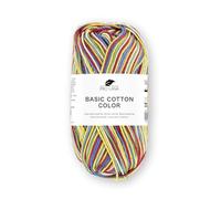 Pro Lana Basic Cotton color, dünne Wolle zum Häkeln-Stricken-Häkelgarn - Glänzend und hautfreundlich - 100% Baumwolle -1 Knäuel 50 g / 125m NS 3-4 (regenbogen color)