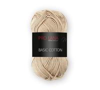 Pro Lana Basic Cotton uni - Häkelgarn - Strickgarn - Ab 10 Stück Kauf 1 x Gratis - 100% Baumwolle - 1 Knäuel 50 g / 125 m - Nadelstärke 3-3,5 - Glänzend und hautfreundlich (0015 - Natur)
