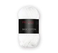 Pro Lana Basic Cotton uni - Häkelgarn - Strickgarn - Ab 10 Stück Kauf 1 x Gratis - 100% Baumwolle - 1 Knäuel 50 g / 125 m - Nadelstärke 3-3,5 - Glänzend und hautfreundlich (0001 - Weiß)
