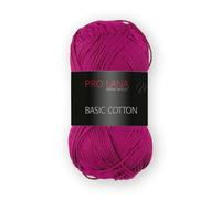 Pro Lana Basic Cotton uni - Häkelgarn - Strickgarn - Ab 10 Stück Kauf 1 x Gratis - 100% Baumwolle - 1 Knäuel 50 g / 125 m - Nadelstärke 3-3,5 - Glänzend und hautfreundlich (0034 - Fuchsia)