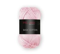 Pro Lana Basic Cotton uni - Häkelgarn - Strickgarn - Ab 10 Stück Kauf 1 x Gratis - 100% Baumwolle - 1 Knäuel 50 g / 125 m - Nadelstärke 3-3,5 - Glänzend und hautfreundlich (0033 - Babyrosa)