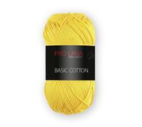 Pro Lana Basic Cotton uni - Häkelgarn - Strickgarn - Ab 10 Stück Kauf 1 x Gratis - 100% Baumwolle - 1 Knäuel 50 g / 125 m - Nadelstärke 3-3,5 - Glänzend und hautfreundlich (0022 - Gelb)