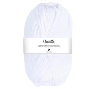 Pro Lana CHENILLE 100 g samtig weiche und stabile Chenille Wolle 110 m, Farbe:001 - weiß