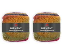 PRO LANA Diamant 150g 95 - grün/gelb/weinrot (Packung mit 2)