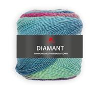 Pro Lana DIAMANT - 150g Multicolorgarn mit harmonischen Farbverläufen, 525 m Lauflänge, Nadelstärke 3,5-4,5 mm (97 | mint/weinrot/jeans)
