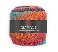 Pro Lana DIAMANT - 150g Multicolorgarn mit harmonischen Farbverläufen, 525 m Lauflänge, Nadelstärke 3,5-4,5 mm (98 | türkis/blau/orange)