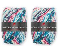 Pro Lana FJORD SOCKS MULTICOLOR 100 g 4-fach Sockenwolle mit einem einzigartigen Fjordmuster 425 m, Farbe:484 (Packung mit 2)