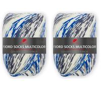 Pro Lana FJORD SOCKS MULTICOLOR 100 g 4-fach Sockenwolle mit einem einzigartigen Fjordmuster 425 m, Farbe:483 (Packung mit 2)