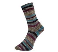 Pro Lana Golden Socks 6-fach Arlberg 04 - Braun/Schwarz/Türkisblau/Weinrot/Pistazie